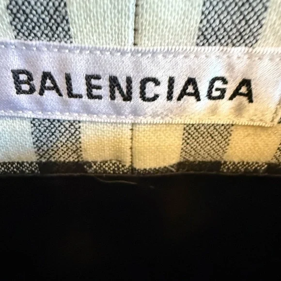 Balenciaga Black and White Gingham A-Line Skirt